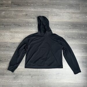 Lululemon Soft Jersey Cropped Crew Hoodie Pullover Black Approx Sz 14 Athleisure